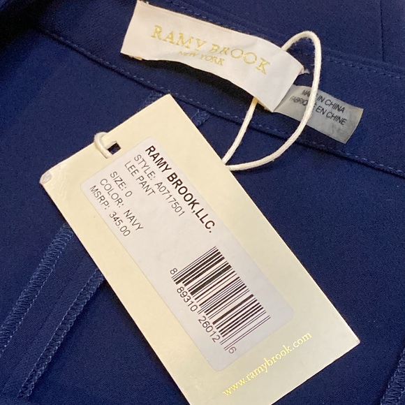 NWT Ramy Brook Navy Lee Stretch Crepe Pant - Sz 0 - Picture 8 of 10